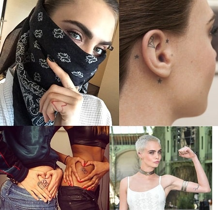 A picture of Some tattoos of Cara Delivingne.